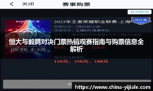 恒大与毅腾对决门票热销观赛指南与购票信息全解析